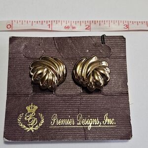 Premier Designs Gold Swirl Clip-On Earrings